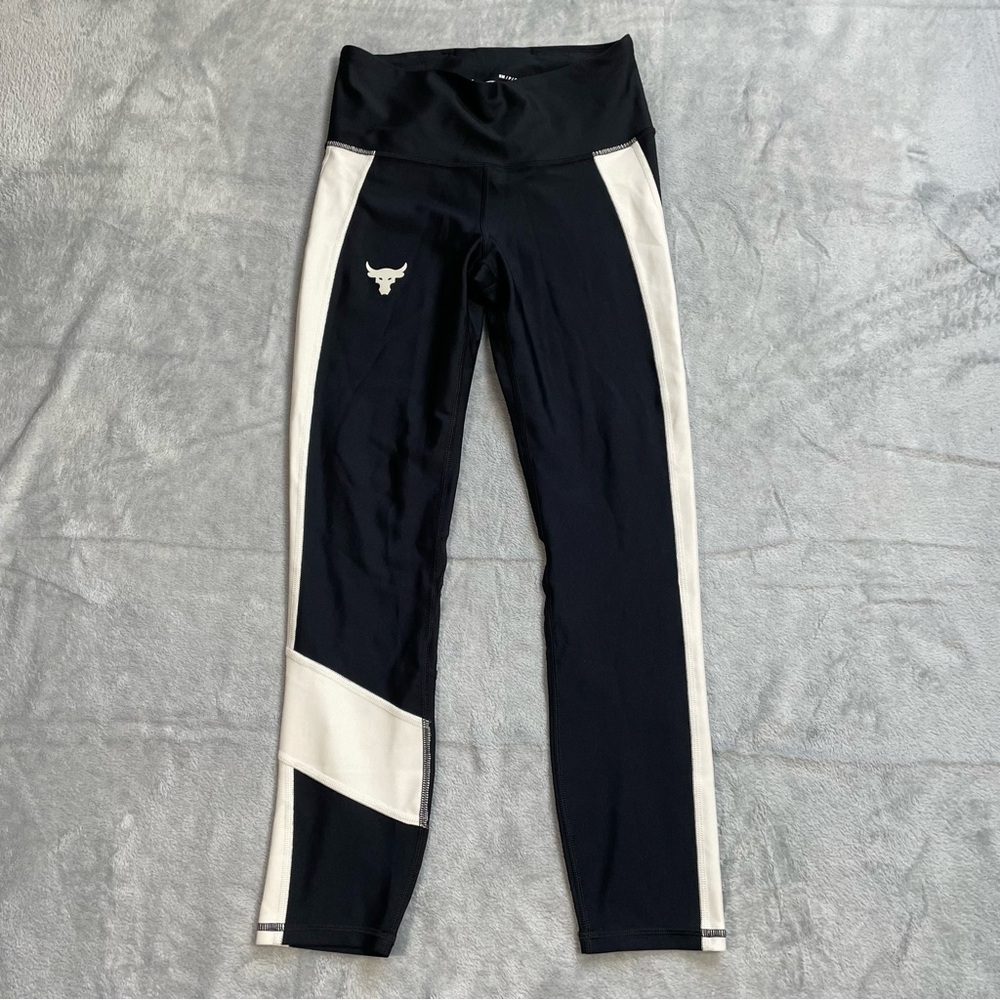 Under Armour Project Rock Leggings Small Womens Compression Crop Black